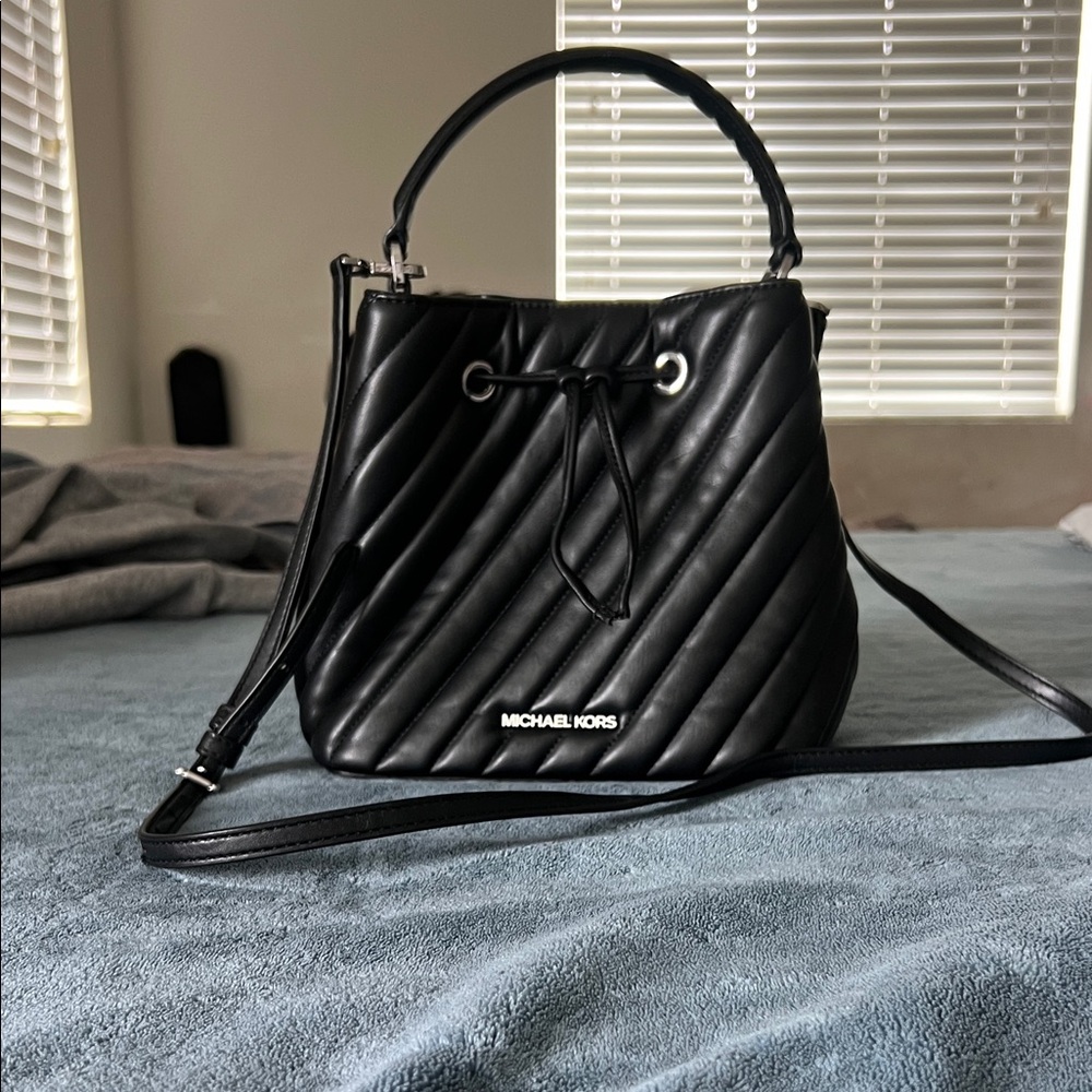 Michael Kors Black Quilted Bucket Bag